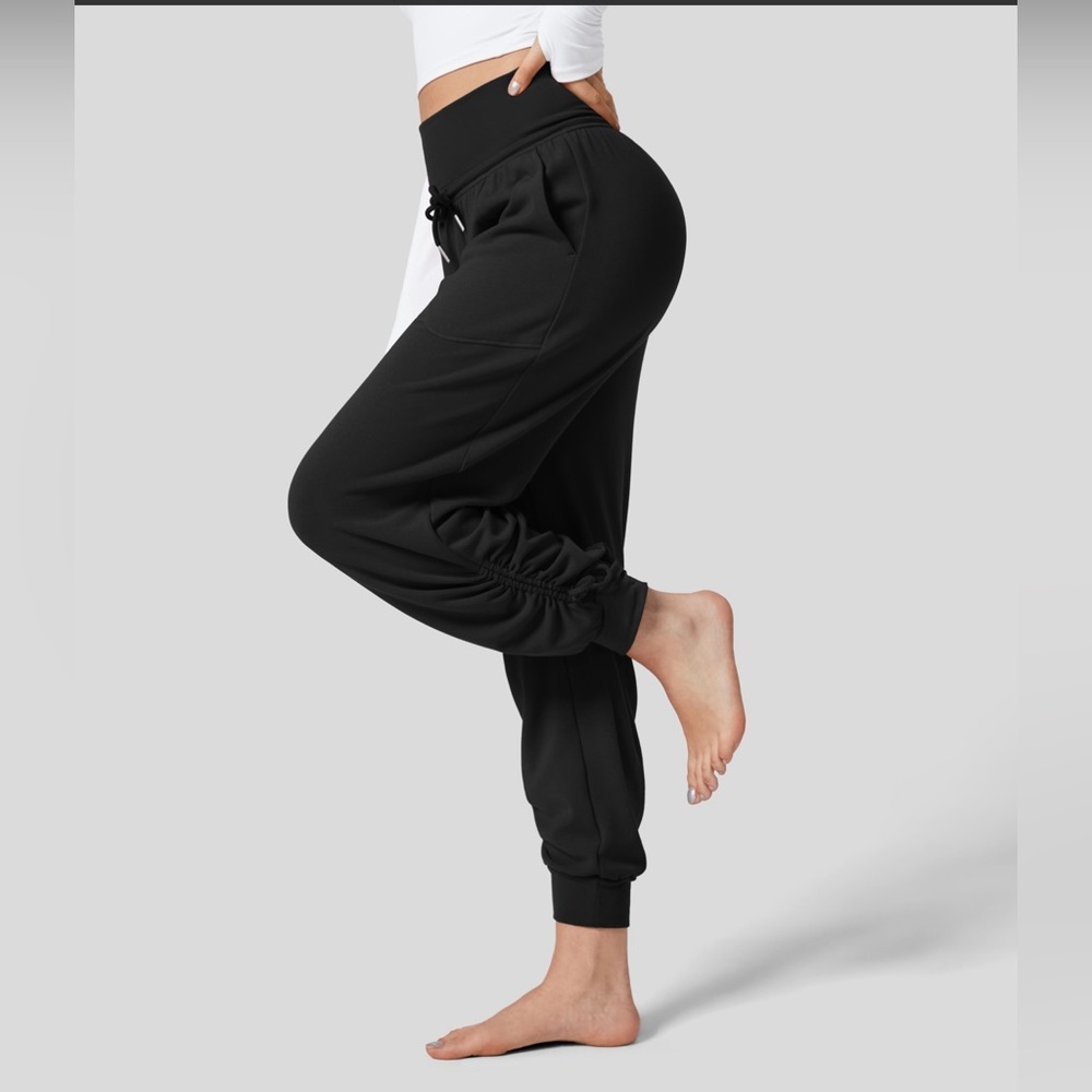 XL High Waisted Drawstring Side Pocket Ankle Length Tapered Joggers